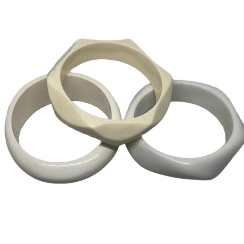 Vintage geometric cream and white bangle bracelets